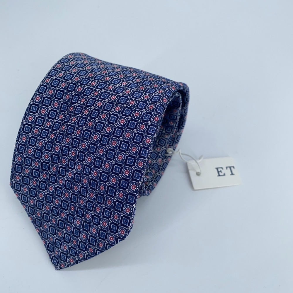 Eton Tie Mens One Size Multi Patterned Silk Classic Luxury Necktie Italy Made